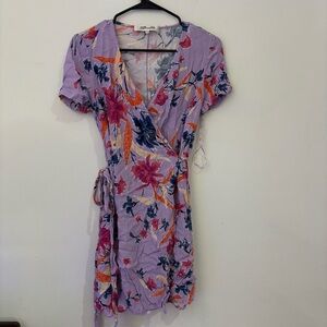 DVF Diane von Furstenberg Purple Floral Wrap Dress